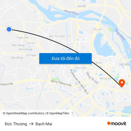 Đức Thượng to Bạch Mai map