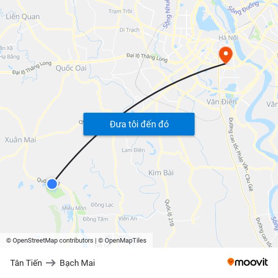 Tân Tiến to Bạch Mai map