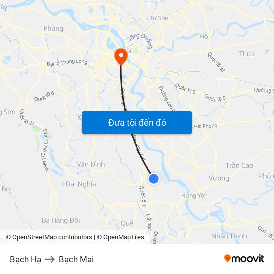 Bạch Hạ to Bạch Mai map