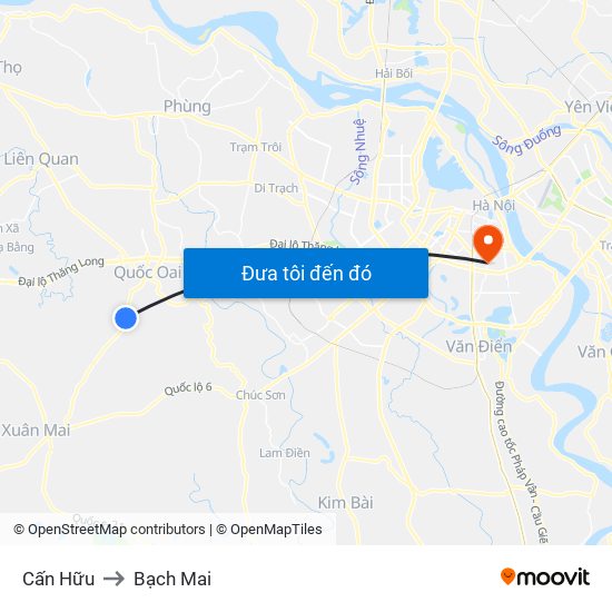 Cấn Hữu to Bạch Mai map