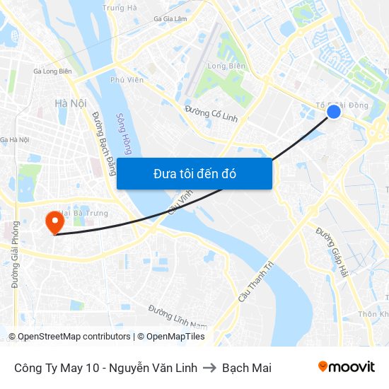 Công Ty May 10 - Nguyễn Văn Linh to Bạch Mai map