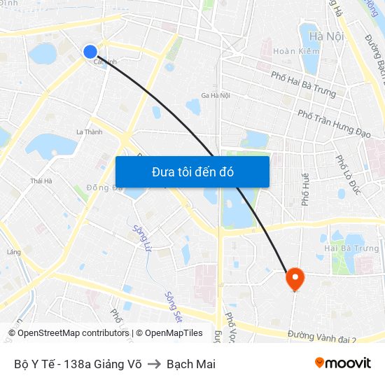 Bộ Y Tế - 138a Giảng Võ to Bạch Mai map