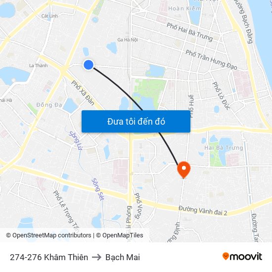 274-276 Khâm Thiên to Bạch Mai map