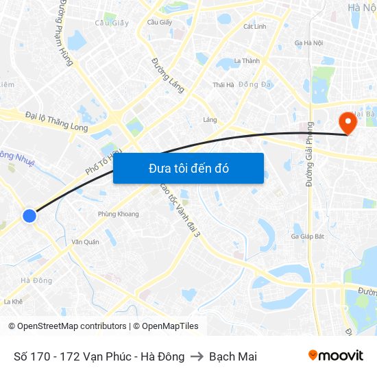 Số 170 - 172 Vạn Phúc - Hà Đông to Bạch Mai map