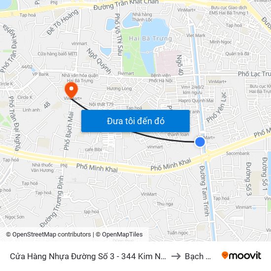 Cửa Hàng Nhựa Đường Số 3 - 344 Kim Ngưu to Bạch Mai map