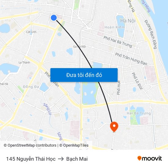 145 Nguyễn Thái Học to Bạch Mai map