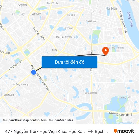 477 Nguyễn Trãi - Học Viện Khoa Học Xã Hội to Bạch Mai map