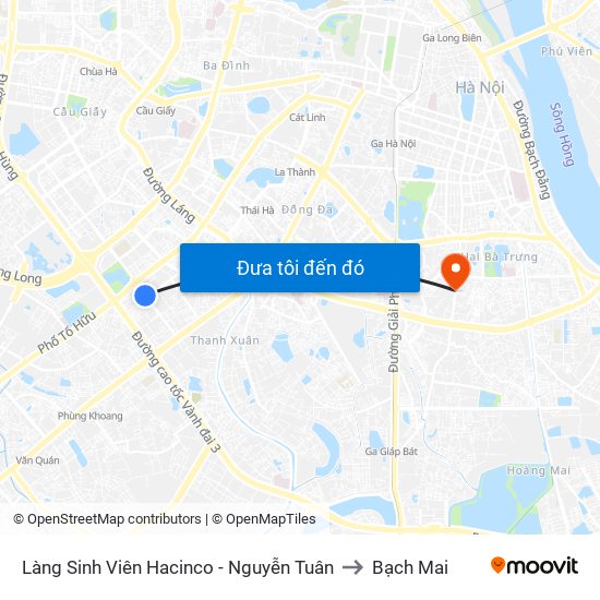 Làng Sinh Viên Hacinco - Nguyễn Tuân to Bạch Mai map