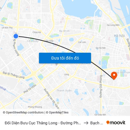 Đối Diện Bưu Cục Thăng Long - Đường Phạm Hùng to Bạch Mai map