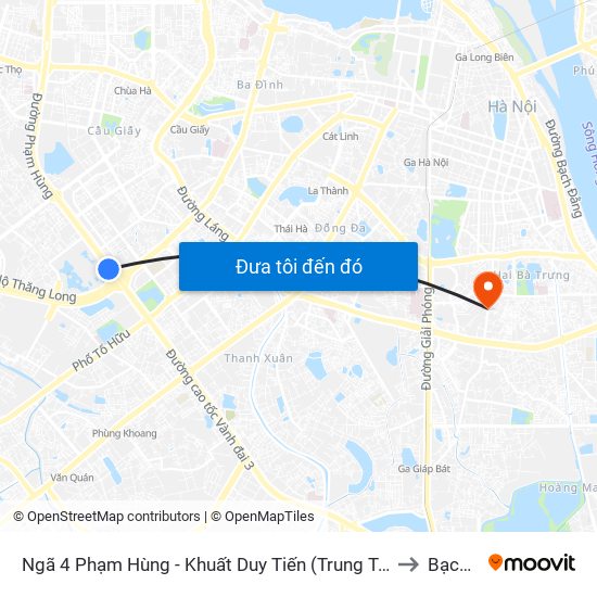 Ngã 4 Phạm Hùng - Khuất Duy Tiến (Trung Tâm Hội Nghị Quốc Gia) to Bạch Mai map