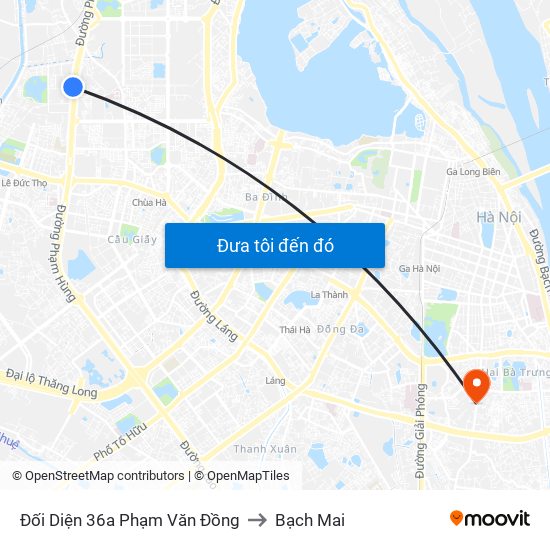 Chung Cư Greenstars- Phạm Văn Đồng to Bạch Mai map