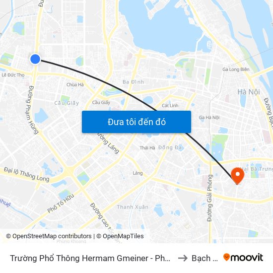 Trường Phổ Thông Hermam Gmeiner - Phạm Văn Đồng to Bạch Mai map