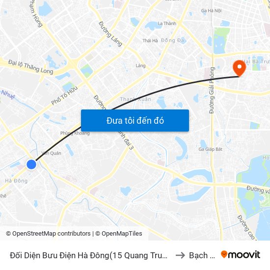 Đối Diện Bưu Điện Hà Đông(15 Quang Trung Hà Đông) to Bạch Mai map