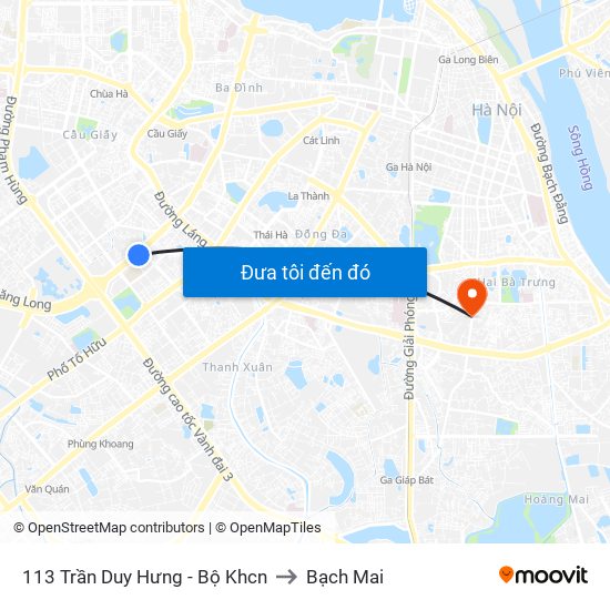 113 Trần Duy Hưng - Bộ Khcn to Bạch Mai map