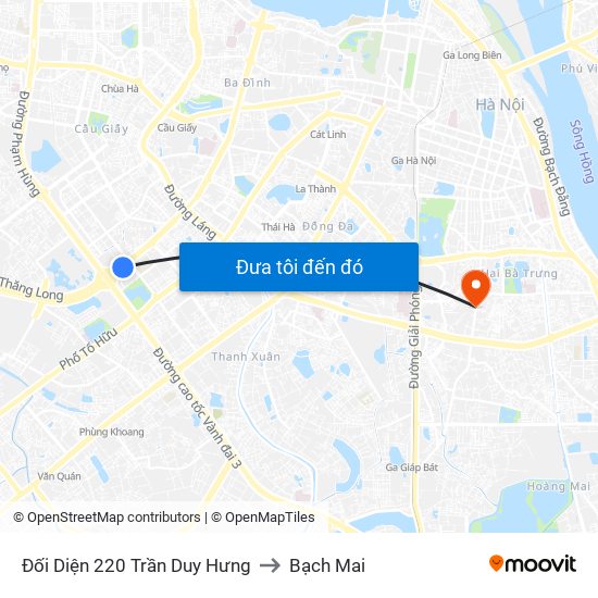 Đối Diện 220 Trần Duy Hưng to Bạch Mai map