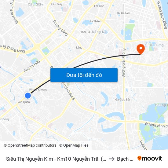 Siêu Thị Nguyễn Kim - Km10 Nguyễn Trãi (Hà Đông) to Bạch Mai map