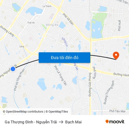 Ga Thượng Đình - Nguyễn Trãi to Bạch Mai map