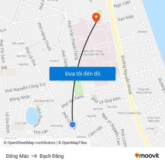 Đống Mác to Bạch Đằng map