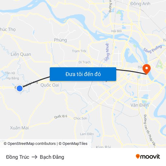 Đồng Trúc to Bạch Đằng map