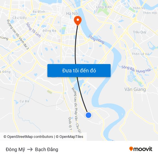 Đông Mỹ to Bạch Đằng map