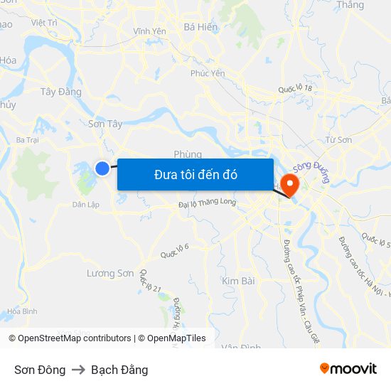 Sơn Đông to Bạch Đằng map