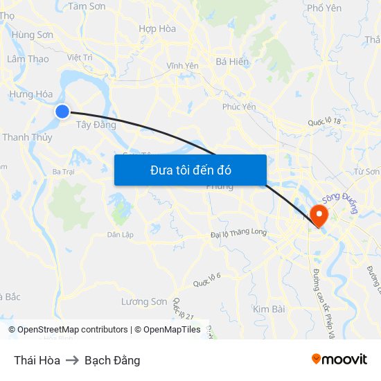 Thái Hòa to Bạch Đằng map