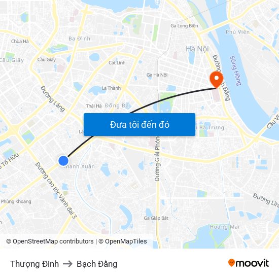 Thượng Đình to Bạch Đằng map