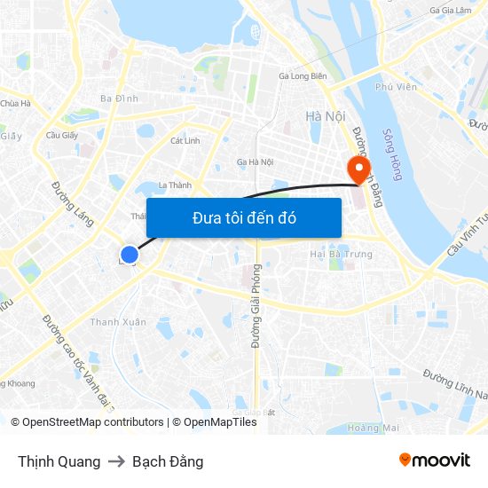 Thịnh Quang to Bạch Đằng map