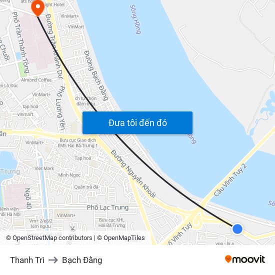 Thanh Trì to Bạch Đằng map