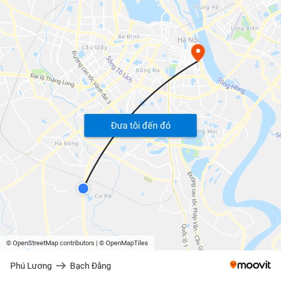 Phú Lương to Bạch Đằng map