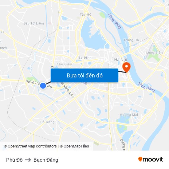 Phú Đô to Bạch Đằng map