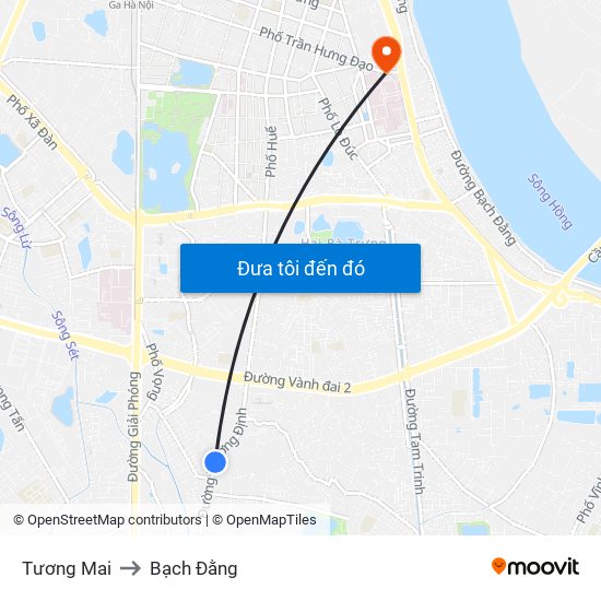 Tương Mai to Bạch Đằng map