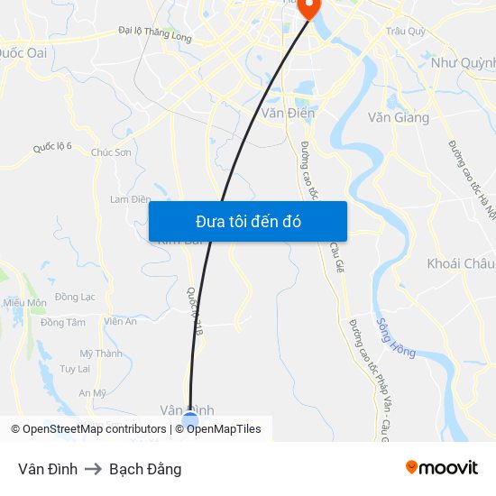 Vân Đình to Bạch Đằng map