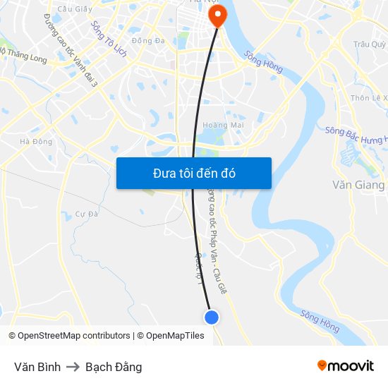 Văn Bình to Bạch Đằng map