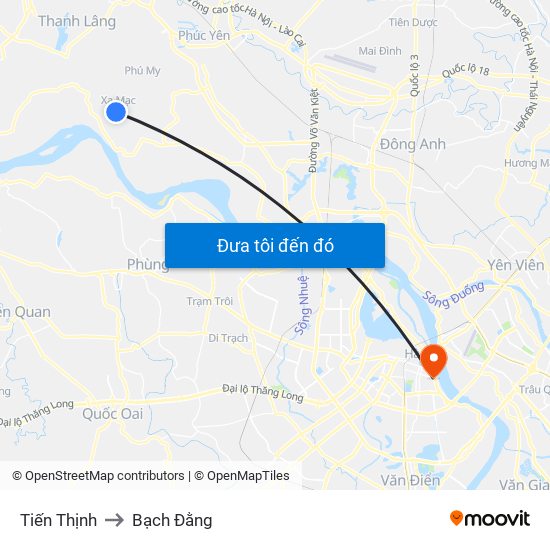 Tiến Thịnh to Bạch Đằng map