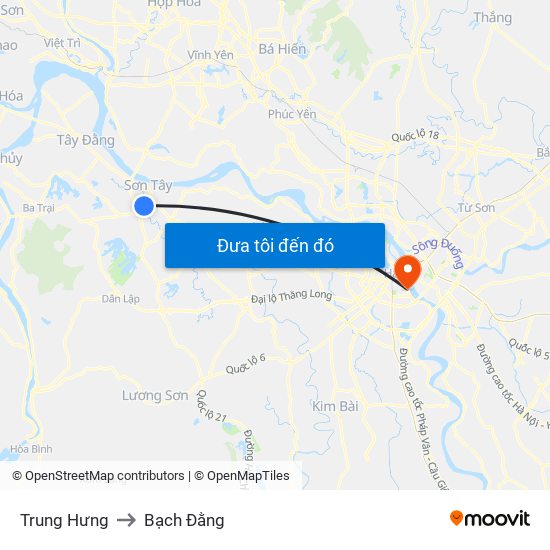 Trung Hưng to Bạch Đằng map