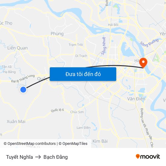 Tuyết Nghĩa to Bạch Đằng map