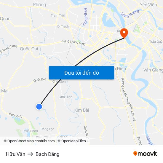 Hữu Văn to Bạch Đằng map