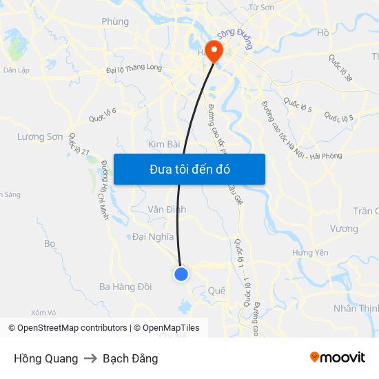 Hồng Quang to Bạch Đằng map