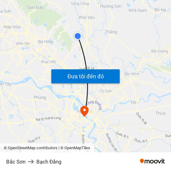 Bắc Sơn to Bạch Đằng map