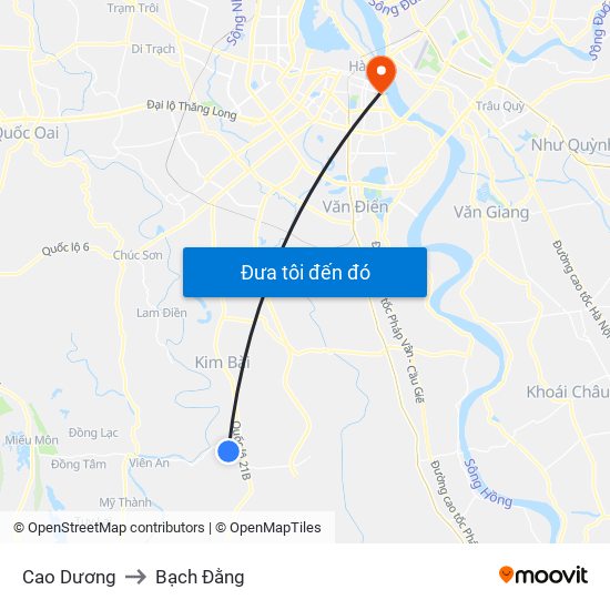 Cao Dương to Bạch Đằng map