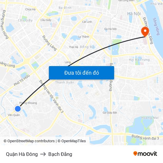 Quận Hà Đông to Bạch Đằng map