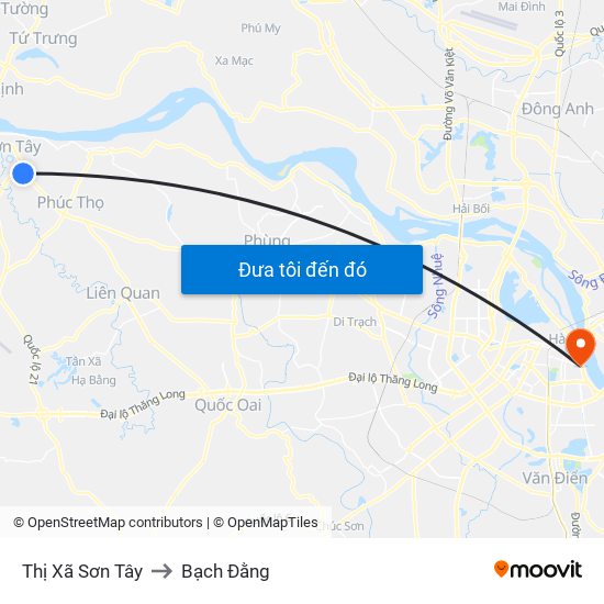 Thị Xã Sơn Tây to Bạch Đằng map