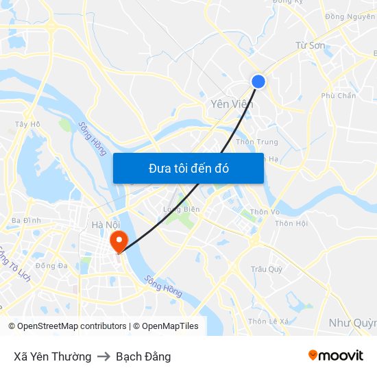 Xã Yên Thường to Bạch Đằng map