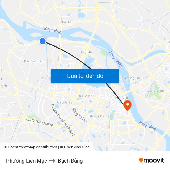 Phường Liên Mạc to Bạch Đằng map