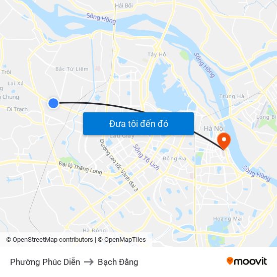 Phường Phúc Diễn to Bạch Đằng map