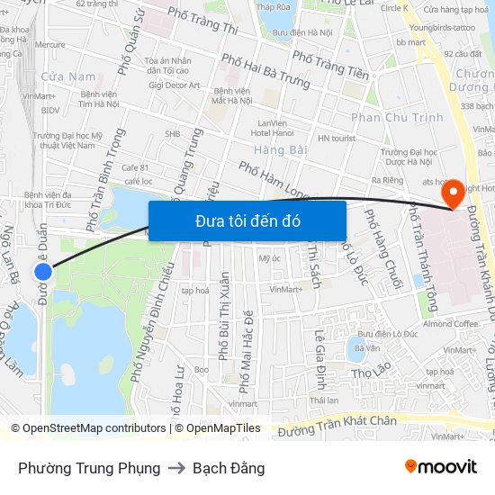 Phường Trung Phụng to Bạch Đằng map