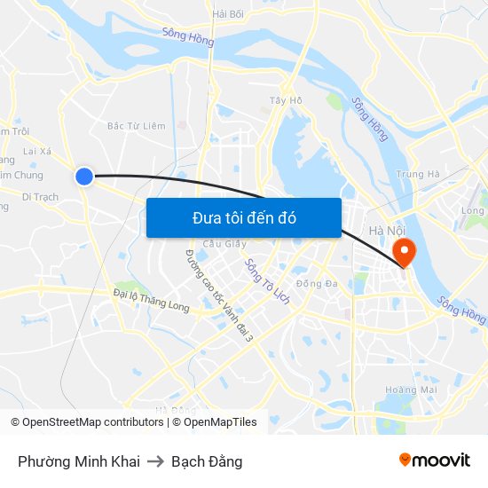 Phường Minh Khai to Bạch Đằng map
