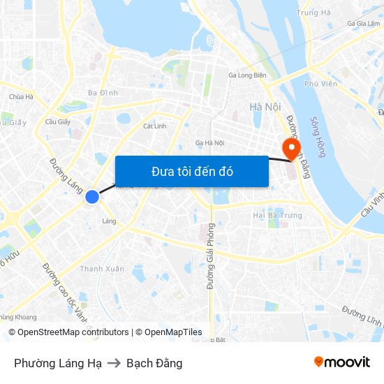 Phường Láng Hạ to Bạch Đằng map