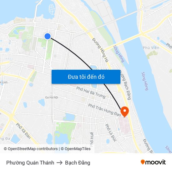 Phường Quán Thánh to Bạch Đằng map